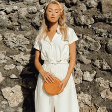 Load image into Gallery viewer, ARYA Safari Linen Midi Dress In Off White