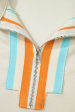 Load image into Gallery viewer, Apricot Colorful Striped Detail Half Zip Polo Tee Loose Shorts Set