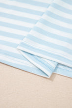 Load image into Gallery viewer, Pink Stripe Contrast Neck Loose Tee and Drawstring Shorts Set
