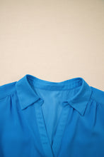 Load image into Gallery viewer, Blue Half Buttons Collared Elastic Waist Sleeveless Shirt Dress