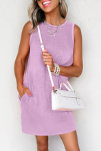 Load image into Gallery viewer, Beau Blue Mineral Wash Tank Mini Dress with Pockets