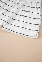 Load image into Gallery viewer, White Stripe Zip up Drop Shoulder Pullover and Short 2pcs Outfit