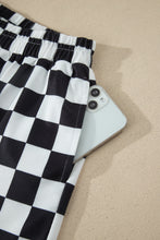 Load image into Gallery viewer, Black Checkered Print Color Block Trim Mock Neck Short Set