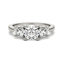 Load image into Gallery viewer, AGI Certified 2 CTW Classic Three-Stone Round Lab Grown Diamond (G-VS) Engagement Ring in 14K White Gold