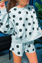 Load image into Gallery viewer, Multicolour Polka Dot Print Drop Shoulder Pullover Drawstring Shorts Set