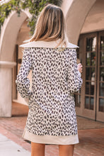 Load image into Gallery viewer, Khaki Leopard Print Zip up Collar Patchwork Shift Mini Dress
