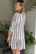 Load image into Gallery viewer, Black Contrast Floral V Neck Printed Bracelet Sleeve Dress