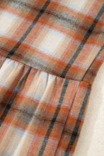 Load image into Gallery viewer, Khaki Plaid Color Block Patchwork Ruffle Hem Tunic Shirt Dress
