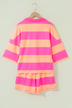 Load image into Gallery viewer, Sky Blue Stripe Seam Detail Half Zip Tee Casual Shorts 2pcs Set