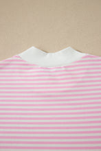 Load image into Gallery viewer, Pink Stripe Cuffed Short Sleeve Contrast Mock Neck Tee Dress