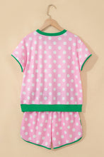 Load image into Gallery viewer, Sky Blue Polka Dot Contrast Edge Casual Short Set