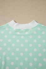 Load image into Gallery viewer, Pink Polka Dot Print Color Block Trim Mock Neck Short Set