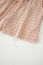 Load image into Gallery viewer, Green Stripe Raised Rib Loose Tee Drawstring Elastic Waist 2pcs Short Set