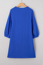 Load image into Gallery viewer, Sky Blue Frilled V Neck Bracelet Sleeve Shift Mini Dress