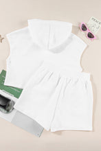 Load image into Gallery viewer, White Textured Cropped Hoodie and Shorts Set