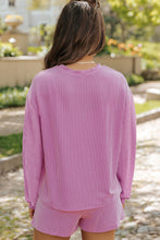 Load image into Gallery viewer, Chestnut Corded Knit Long Sleeve Top and High Waist Shorts Set