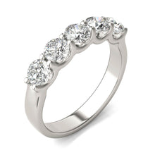 Load image into Gallery viewer, AGI Certified 1 1/4 CTW Round Lab Grown Diamond (G/VS) Five Stone Anniversary Band in 14K White Gold