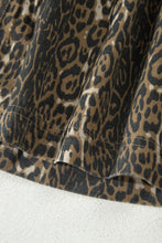 Load image into Gallery viewer, Gray Leopard Print Short Sleeve Pleated Denim Mini Dress