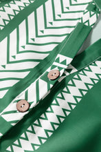 Load image into Gallery viewer, Green Boho Ethnic Print Half Button 3/4 Sleeve Casual Dress