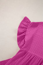 Load image into Gallery viewer, Rose Red Textured Ruffled Short Sleeve Mini Dress