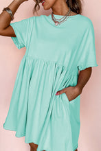 Load image into Gallery viewer, Light Pink Solid Color Pocketed Raw Edge Babydoll Dress