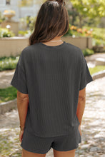 Load image into Gallery viewer, Phalaenopsis Ribbed Textured Knit Loose Fit Tee and Shorts Set
