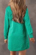 Load image into Gallery viewer, Sea Green Jacquard Textured Quarter Zipper Shift Mini Dress