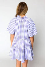Load image into Gallery viewer, Lavendula Plaid Ruffle Wide Short Sleeve Babydoll Mini Dress