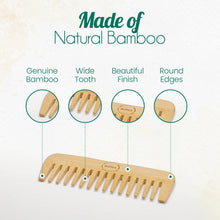 Load image into Gallery viewer, All-Natural Bamboo Hair Comb