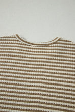 Load image into Gallery viewer, Brown Stripe Breathable Textured Knit Short 2pcs Set