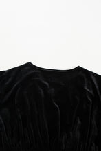Load image into Gallery viewer, Black Velvet Long Sleeve Surplice High Waist Mini Dress