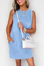 Load image into Gallery viewer, Beau Blue Mineral Wash Tank Mini Dress with Pockets
