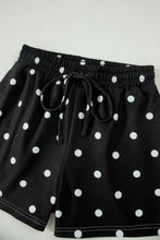 Load image into Gallery viewer, Yellow Exposed Seam Detail Polka Dot Loose Tee Drawstring Shorts Set