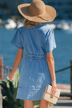 Load image into Gallery viewer, Myosotis Elastic Waist Short Sleeve Denim Mini Dress
