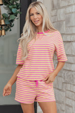 Load image into Gallery viewer, Green Stripe Drop Shoulder Boxy Casual Terry Short Set