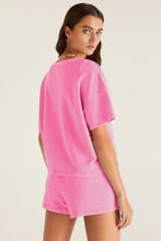 Load image into Gallery viewer, Mint Green V Neck Drop Shoulder Tee and Patchwork Drawstring Elastic Waistband Shorts Set