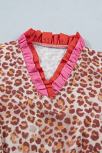 Load image into Gallery viewer, Khaki Leopard High Waist Ruffled Colorblock Trim Short Dress