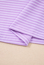 Load image into Gallery viewer, Sky Blue Stripe Dolman Sleeve Polo Shirt and Drawstring Shorts Set