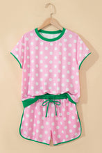 Load image into Gallery viewer, Sky Blue Polka Dot Contrast Edge Casual Short Set