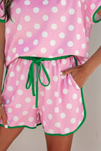 Load image into Gallery viewer, Sky Blue Polka Dot Contrast Edge Casual Short Set