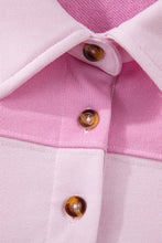 Load image into Gallery viewer, Pink Raw Seam Color Block Patchwork Button Polo Collar Mini Dress