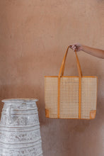 Load image into Gallery viewer, Dian Leather and Rattan Tote Bag