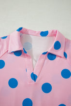 Load image into Gallery viewer, Beige Polka Dot Print V Neck Tee Short Set