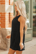 Load image into Gallery viewer, Beige Corduroy Sleeveless Mini Dress With Patched Pockets