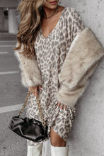 Load image into Gallery viewer, Gray Leopard Print V Neck Loose Fit Mini Dress