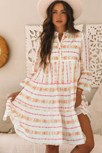 Load image into Gallery viewer, Orange Bohemian Printed Bracelet Sleeve Slit Neck Ruffled Loose Dress