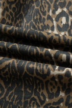 Load image into Gallery viewer, Gray Leopard Print Short Sleeve Pleated Denim Mini Dress