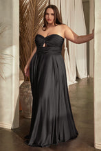 Load image into Gallery viewer, Satin Strapless Keyhole A-Line Dress Curve