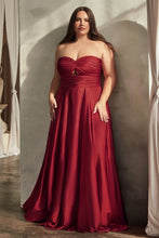 Load image into Gallery viewer, Satin Strapless Keyhole A-Line Dress Curve