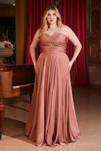 Load image into Gallery viewer, Satin Strapless Keyhole A-Line Dress Curve